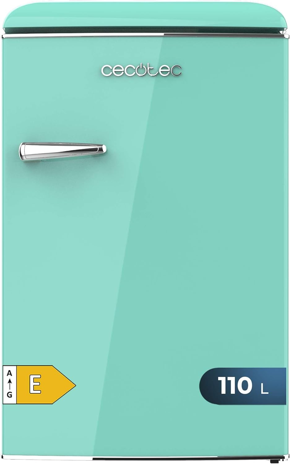 Cecotec - Bolero CoolMarket TT Origin - 110L - mini frigo rétro vert, éclairage LED, poignée chromée, ICEBOX, classe E, 