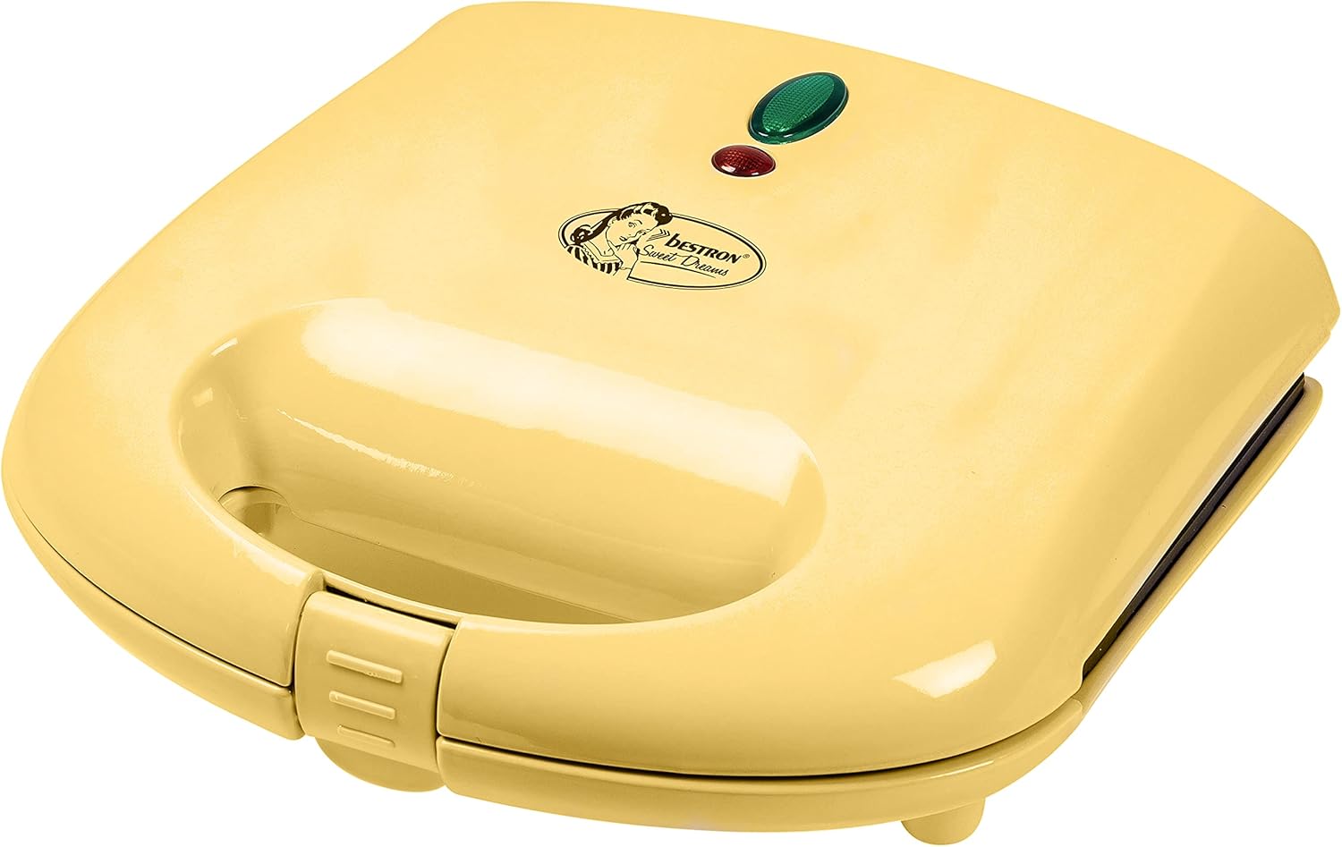 Bestron - gaufrier rétro 700W, anti-adhésif, jaune, dimensions compactes