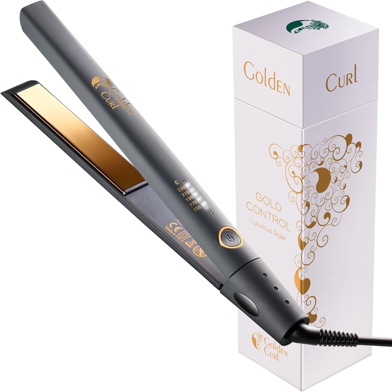 Golden Curl - Gold Control - lisseur/boucleur 2 en 1 - garantie 5 ans, température réglable