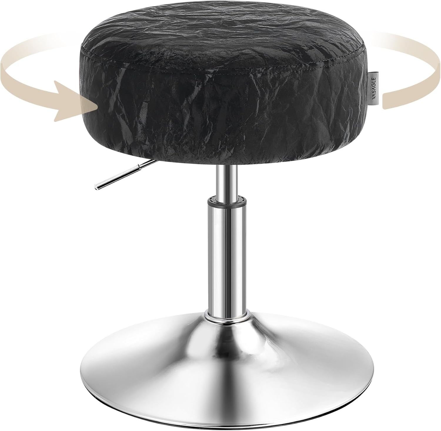VASAGLE - Tabouret réglable pivotant PU, coussin épais, noir, LJB120B01