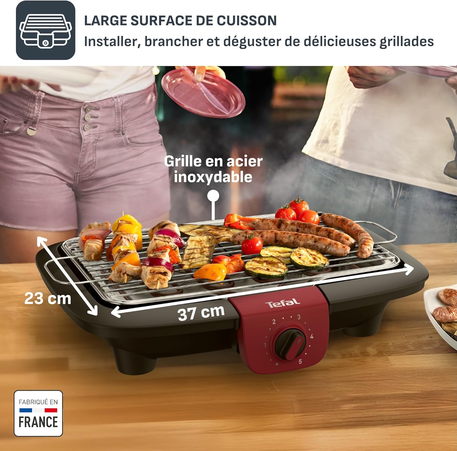Tefal - EasyGrill Adjust - grande surface inox, réglable, lave-vaisselle - BG90E514