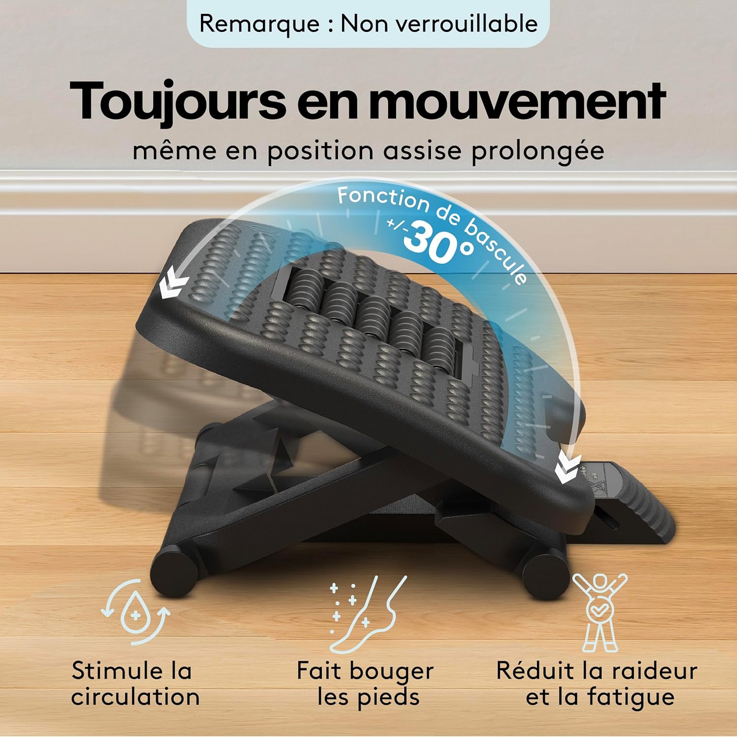 ACROPAQ - repose-pied ergonomique - 3 hauteurs, massage, gris