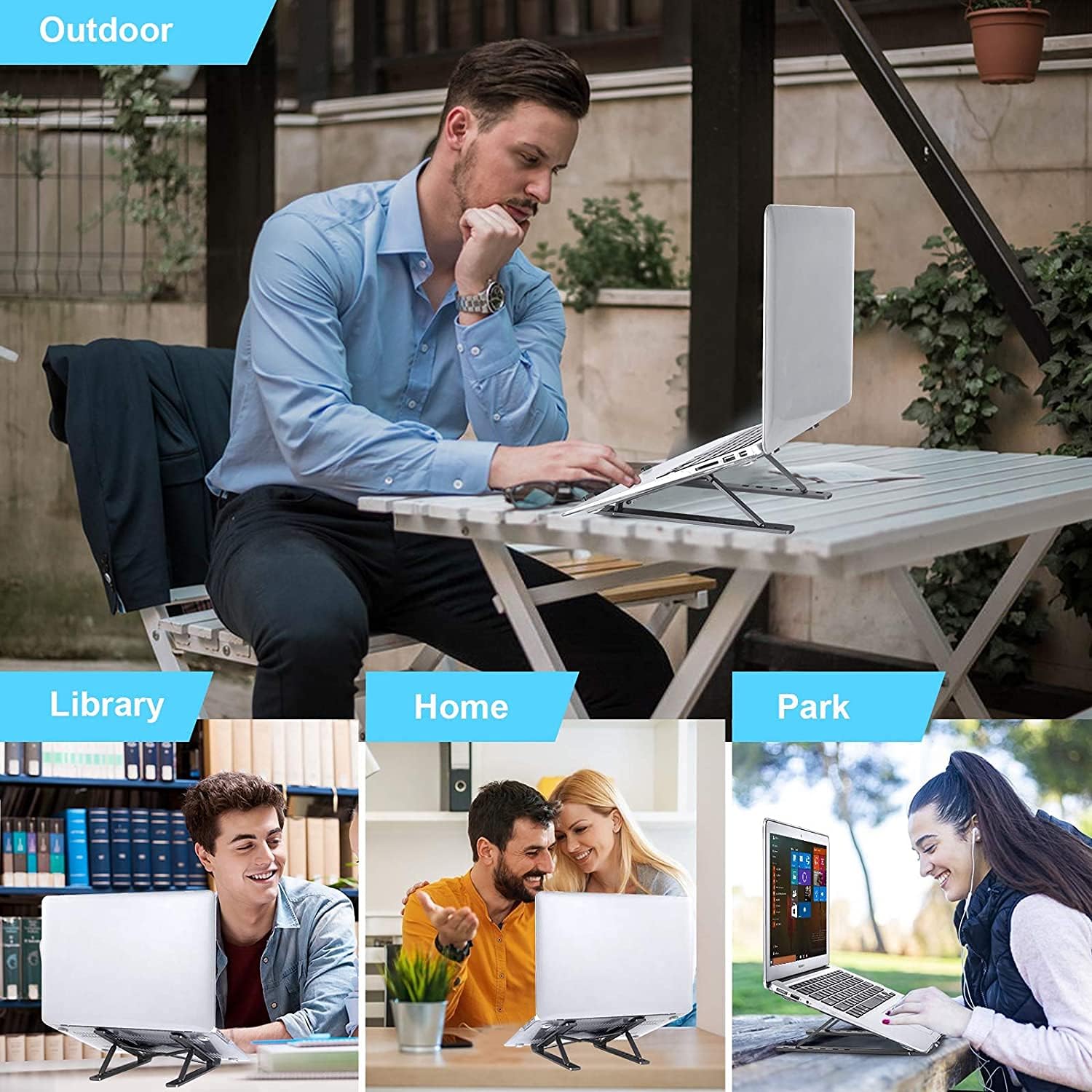 Support ordinateur portable - aluminium réglable 10-17,3