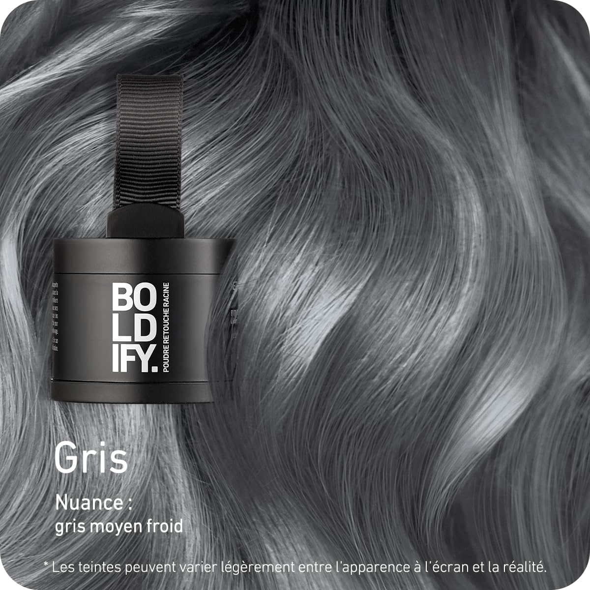 BOLDIFY - poudre de racine cheveux gris - 4g - retouche racines instantanée, camoufle cheveux gris, résultat naturel