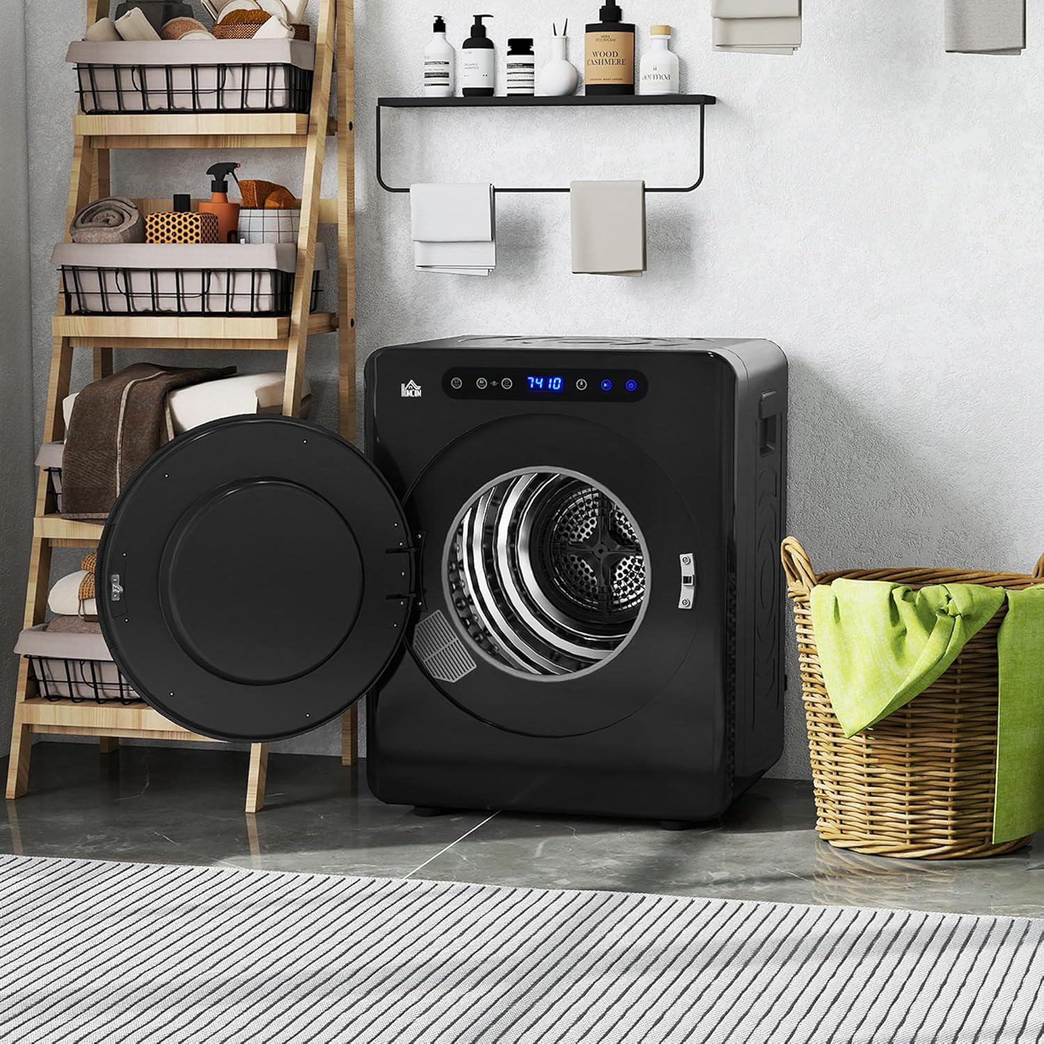 HOMCOM - sèche-linge 3kg compact, 1000W, minuterie, 6 modes, noir