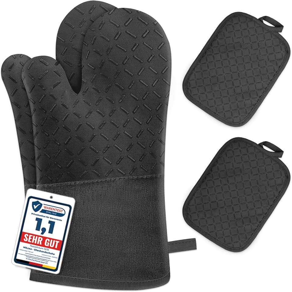 MILcea - Gant Four, lot de 4, 32cm - silicone antidérapant, résiste à 300°C