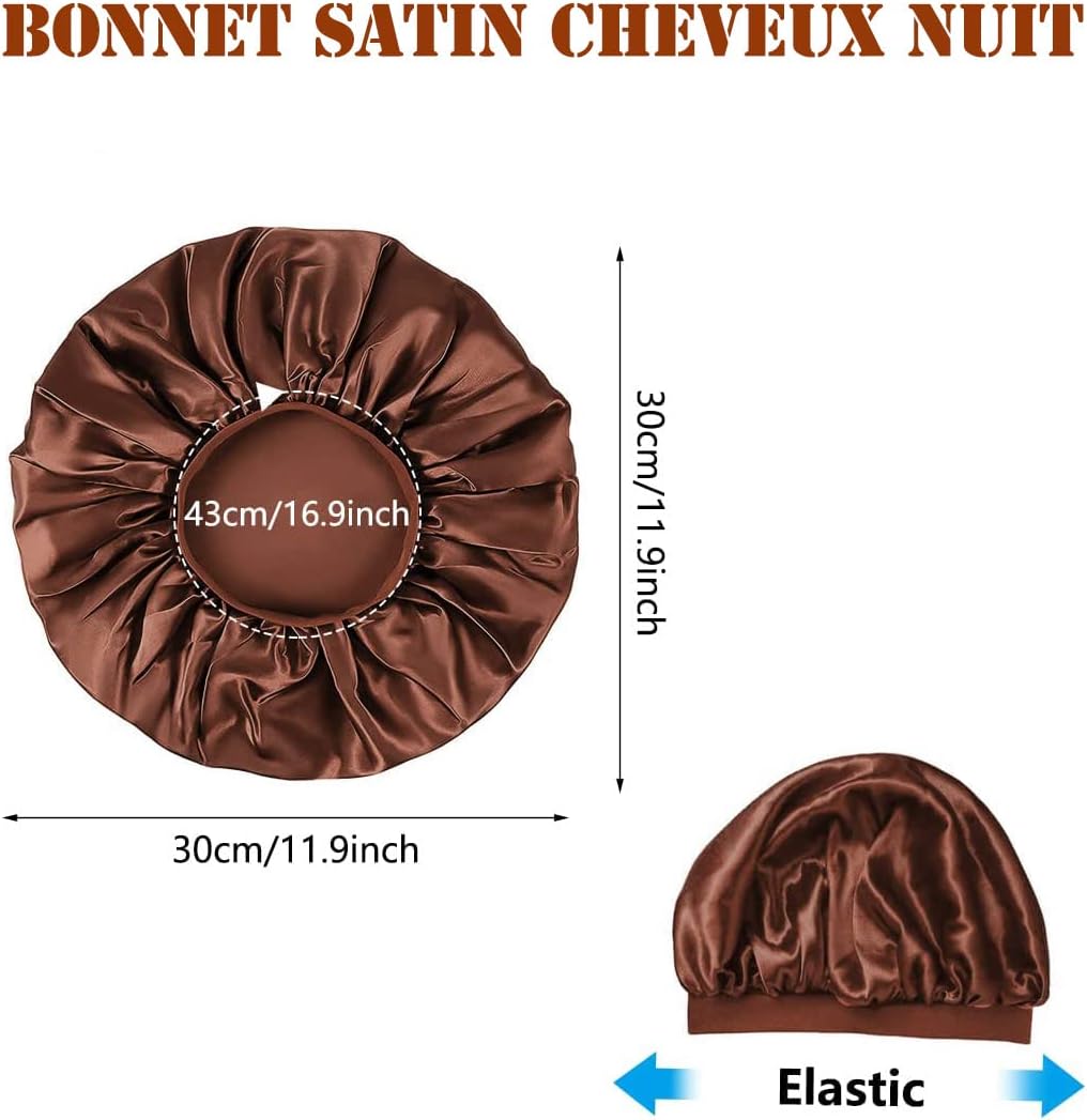 Bonnet satin femme - lot de 2 - taille unique - protection nuit, anti-frisottis