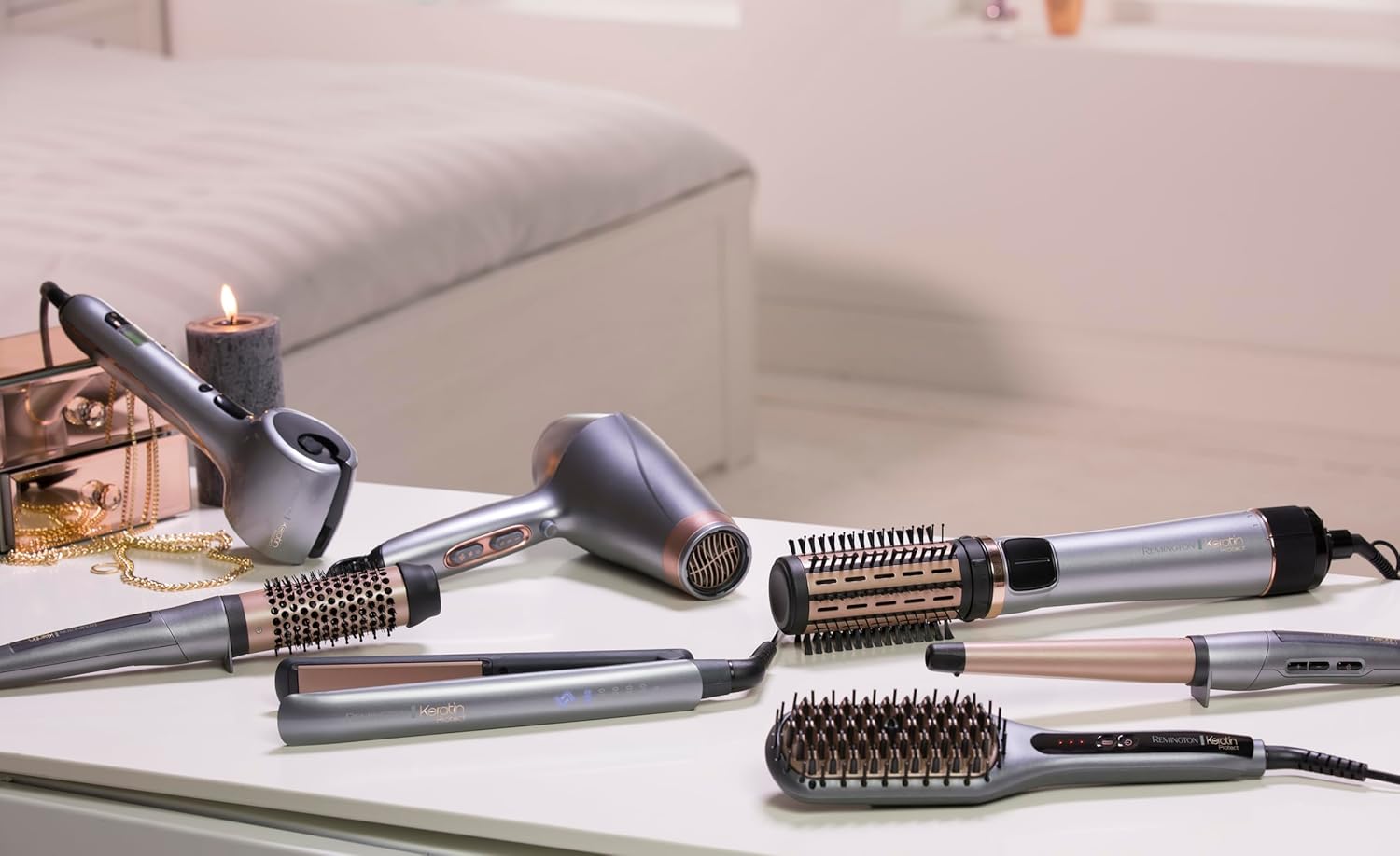 Remington - Brosse soufflante Keratin Protect - 1000W, céramique, 3 accessoires - AS8811