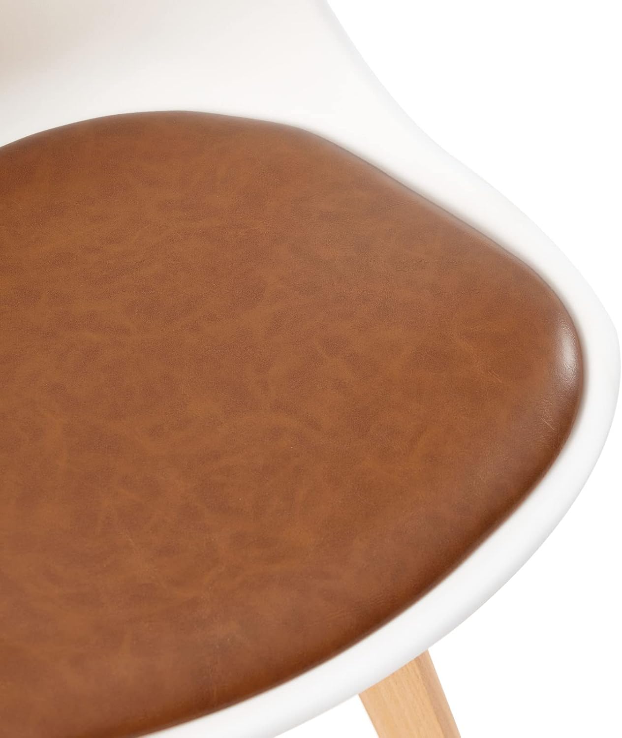 EGGREE - chaises scandinaves - bois hêtre, cuir PU, rembourrées, blanc/marron