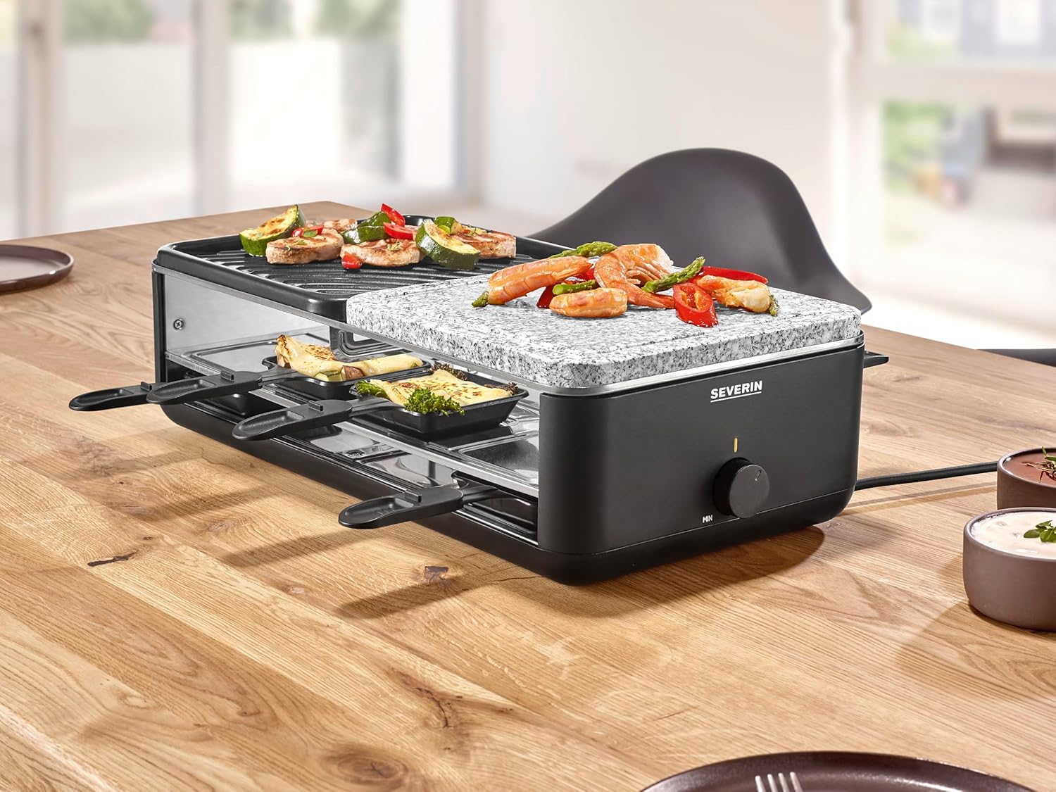 Severin - raclette 8 pers, pierre naturelle, céramique, thermostat - RG 2366