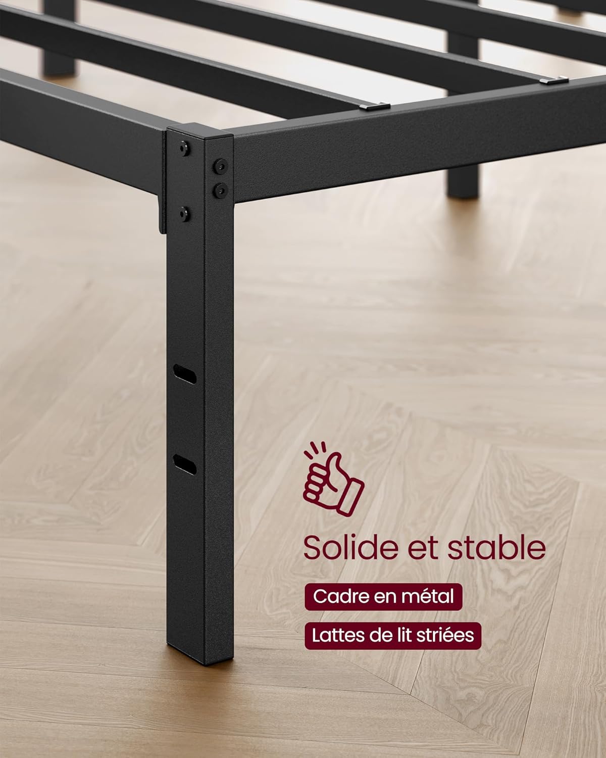 VASAGLE - cadre de lit moderne 90x190cm métal rangement facile RMB151BD01