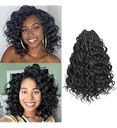 MLETUILPS Pre Looped Ocean Wave Cheveux Hair 8 Packs Boho Curly Crochet Hair Short Ocean Braids P...