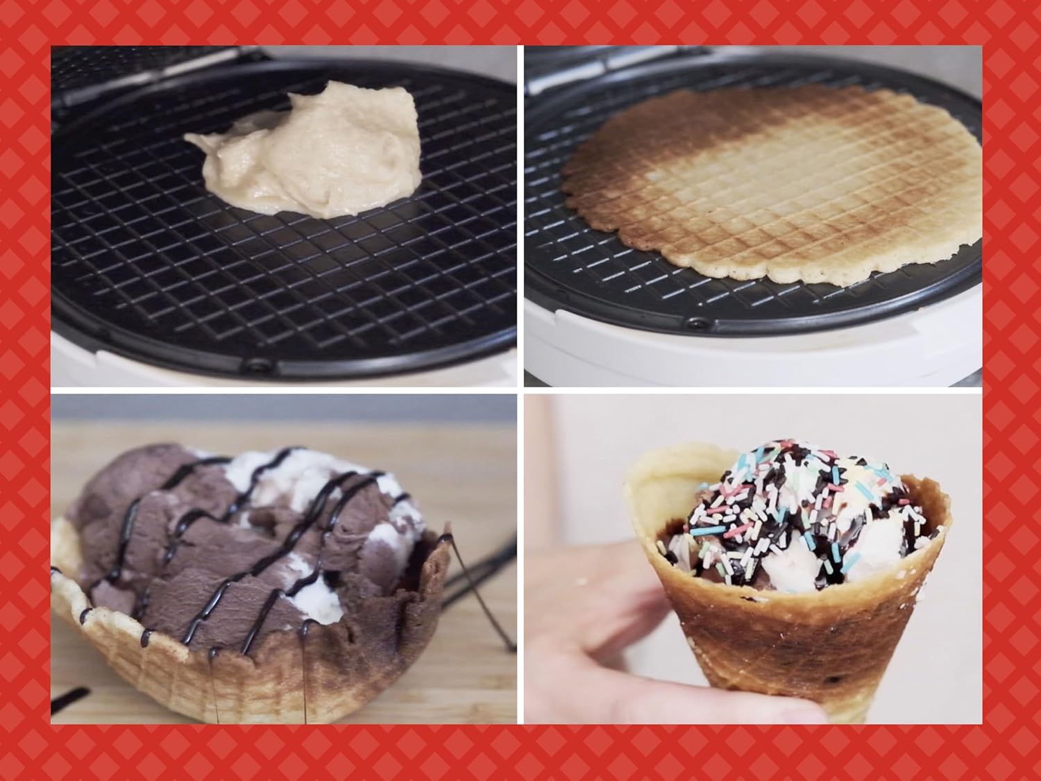 BEPER - gaufrier électrique série P101CUD002 - 18 cm - 1000 W, poignée isolante, accessoires cônes inclus - P101CUD002