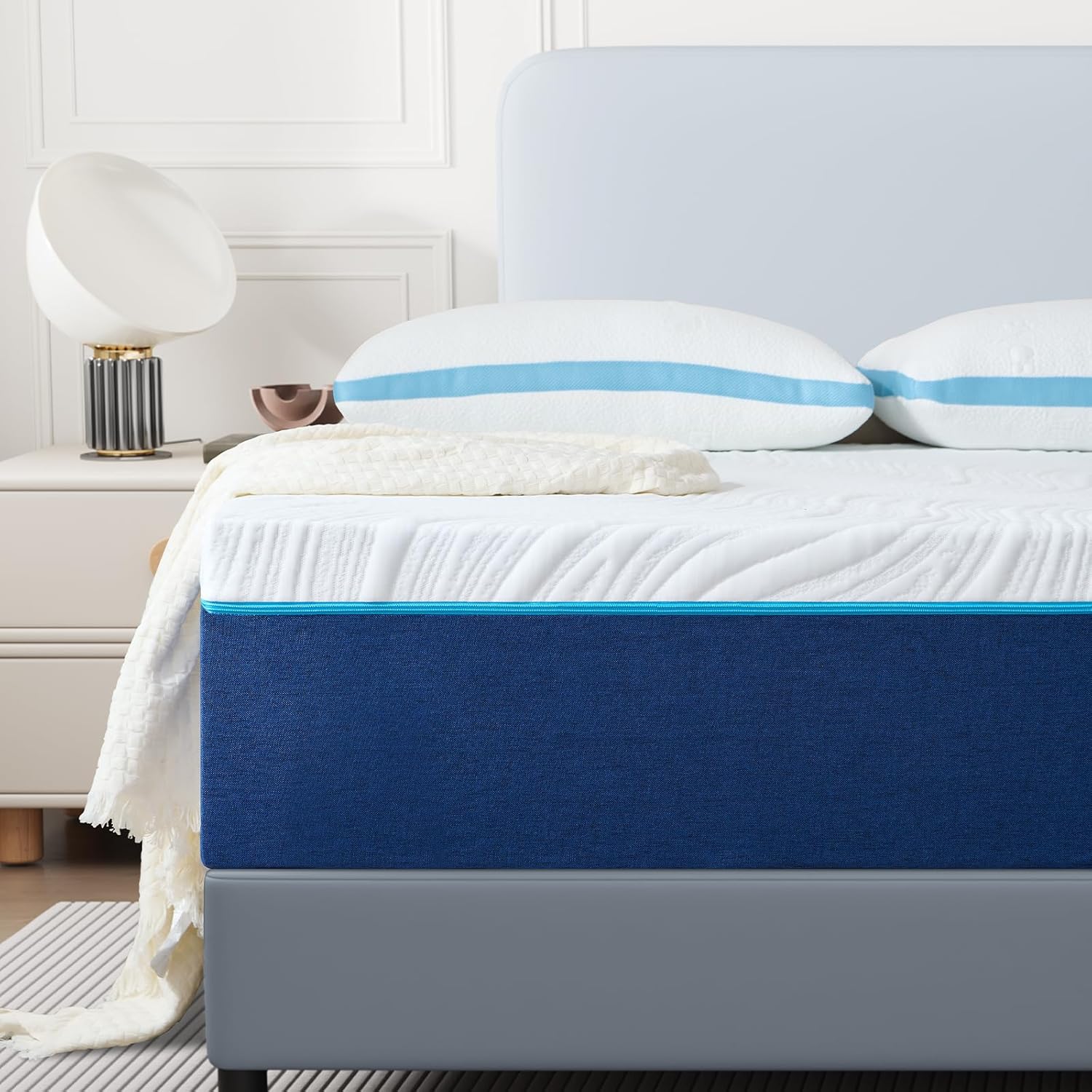 Matelas - 140x200cm - mousse mémoire, 7 zones, réversible, 25cm épais