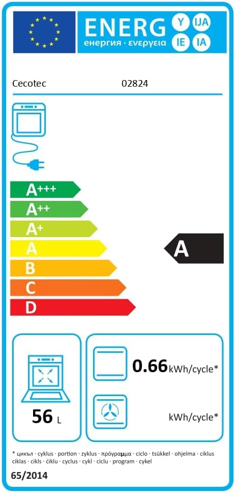 Cecotec - Four encastrable Bolero Hexa - 45 cm - 56L, 2600W, Inox, 4 fonctions, A, C134500