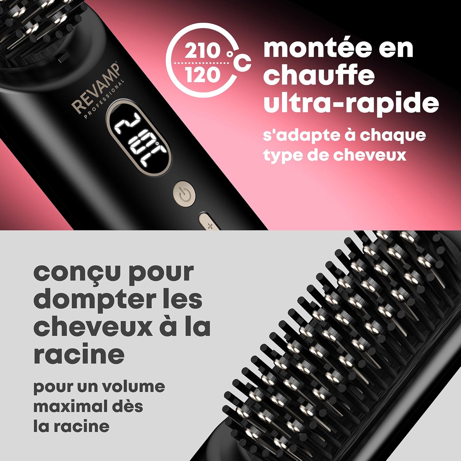 REVAMP - Straight & Go - Brosse lissante, ionique, USB-C, 60min