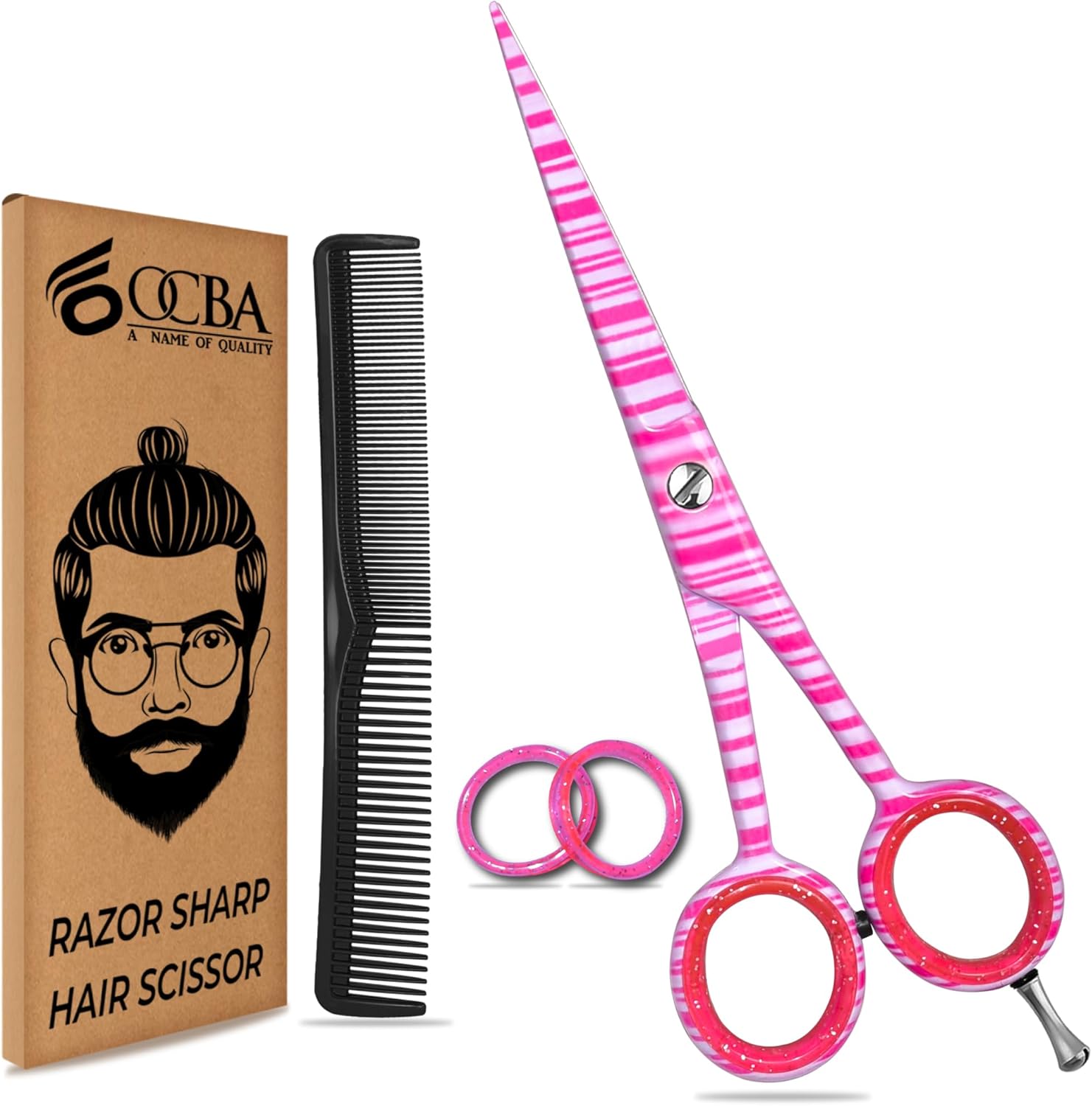 Ciseaux coiffure professionnels 6 pouces, acier inoxydable, rose