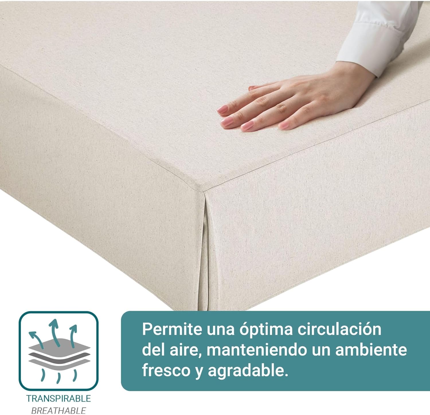 Protège-canapé ivoire 200x190/200 cm, antidérapant, respirant, fabrication Espagne