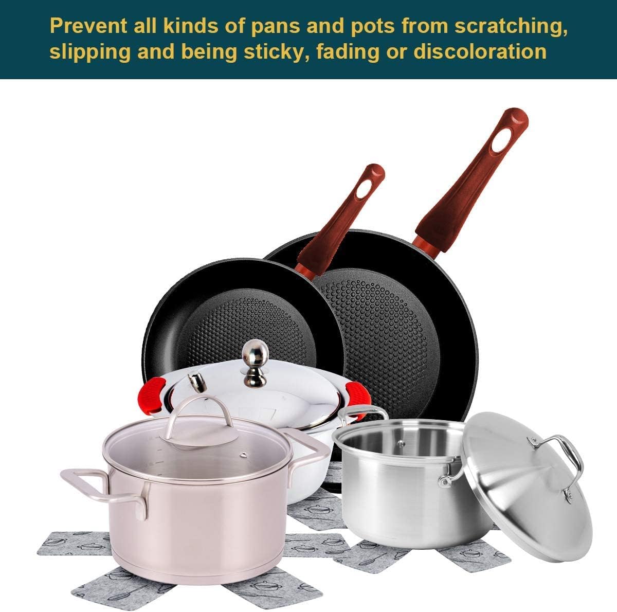 Flintronic - Protection casseroles série premium - 38cm - 8 pièces, protège-poêle anti-rayures