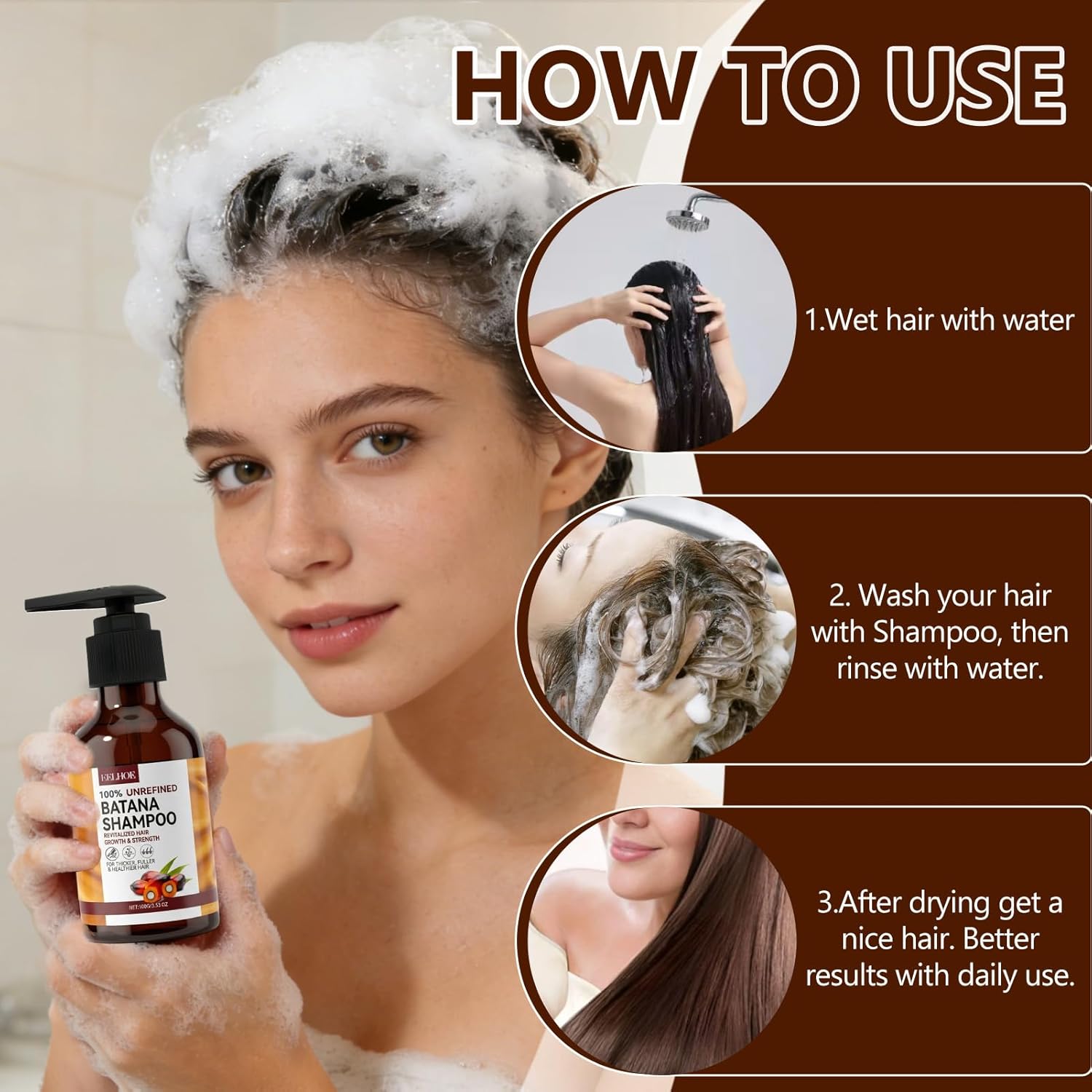 Shampoing - Huile de Batana & Extrait de Citron - Nutrition et hydratation - Adapté tous types de cheveux