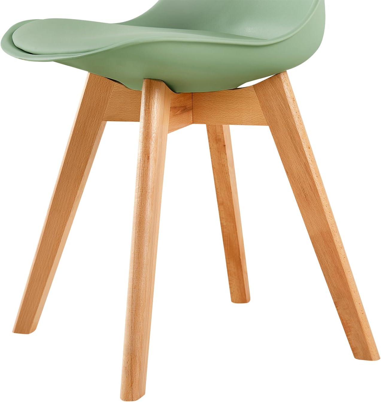 EGGREE - chaises scandinaves salle à manger - bois hêtre massif - rembourrées vert glacé, lot de 6