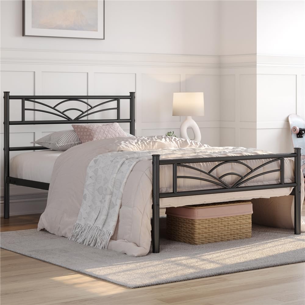 Yaheetech - lit simple métal - 90x200cm - montage facile, compact