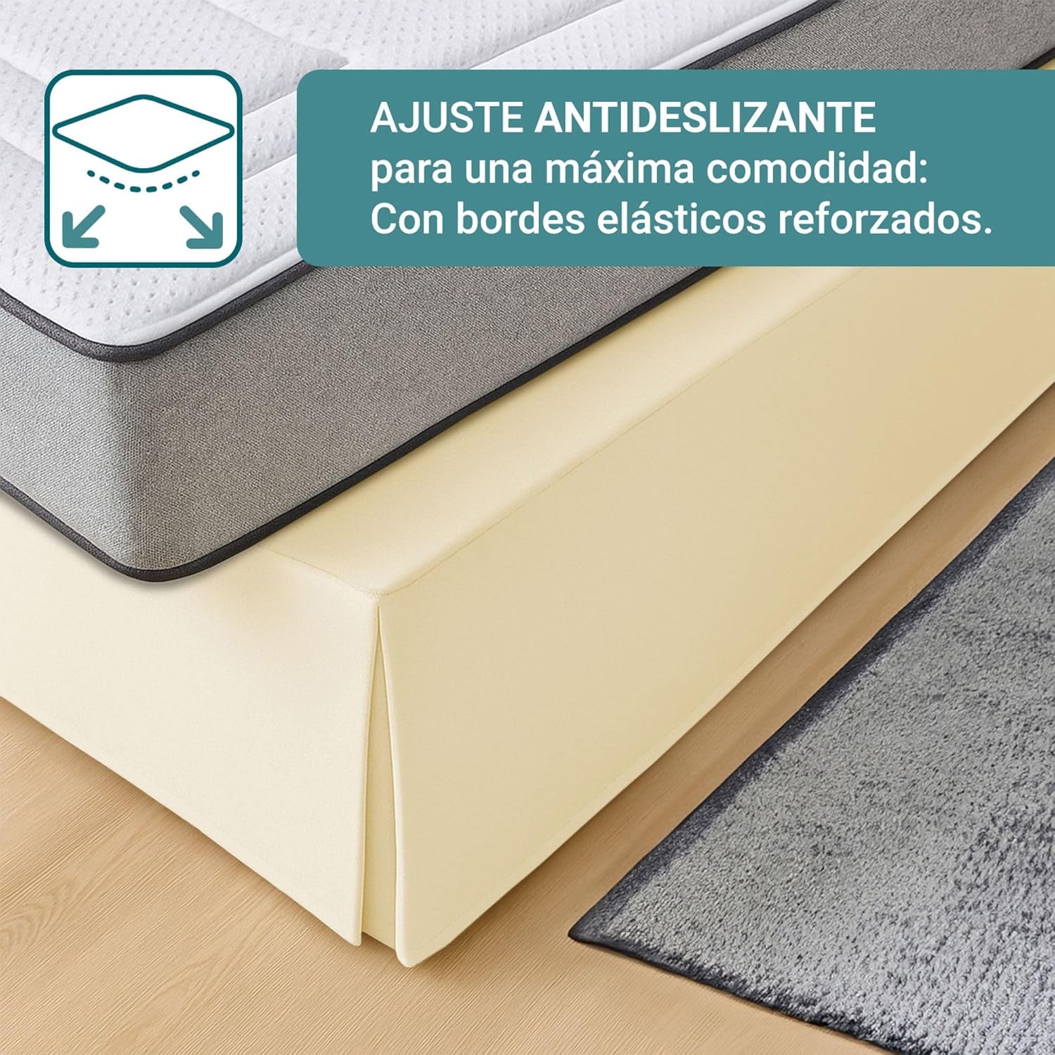 Canapé Drap-housse - 200x190/200 cm - beige, antidérapant, respirant