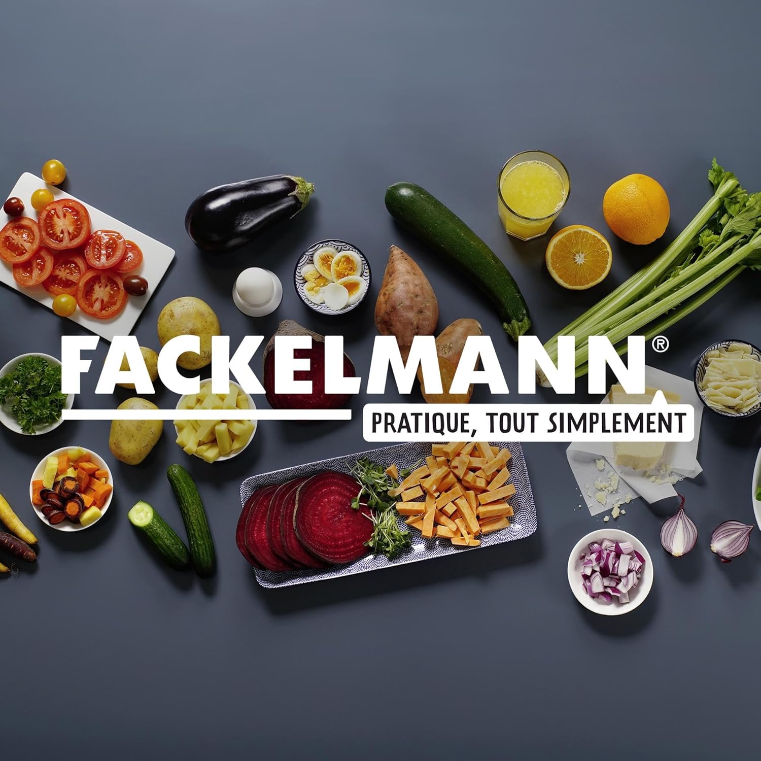 Fackelmann - mandoline inox double face - épaisse/fine - support inclus