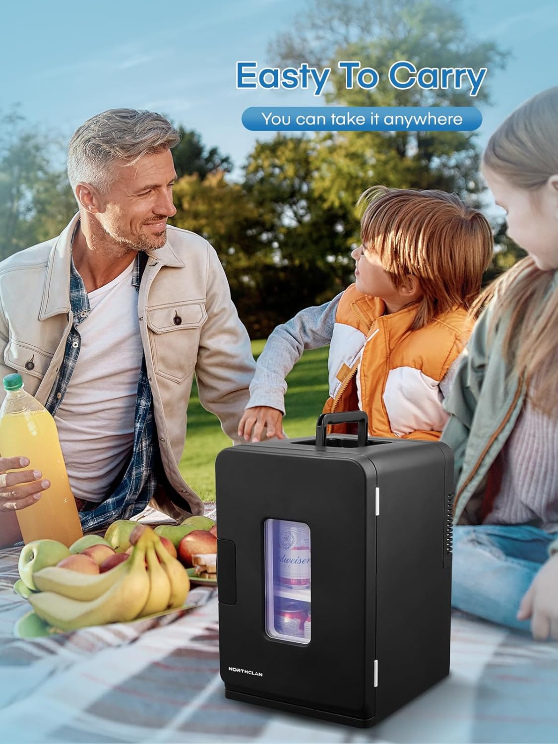 NORTHCLAN - Mini frigo 15L - chambre/voiture - chaud/froid, ECO mode