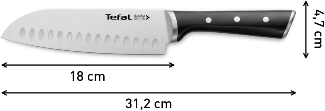 Tefal - Ice Force Santoku 18,5 cm - inox allemand, coupe durable - K2320614