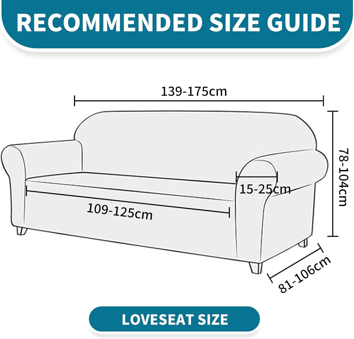 Housse Canapé - 2 places, extensible, accoudoirs, lavable, gris clair