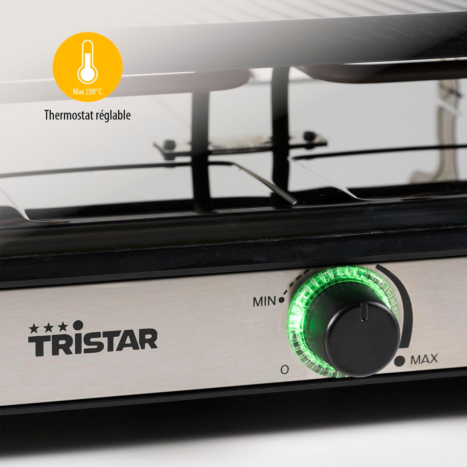 Tristar - Raclette RA-2746 - 42x23 cm - 8 pers, thermostat réglable, 1400W