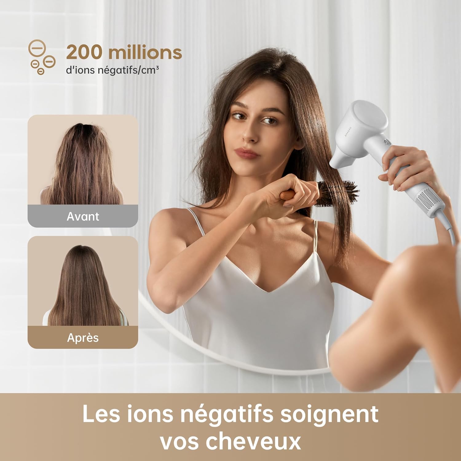 Dreame - Hair Gleam - 330g - moteur 110000 t/m, 65 m/s, ions négatifs