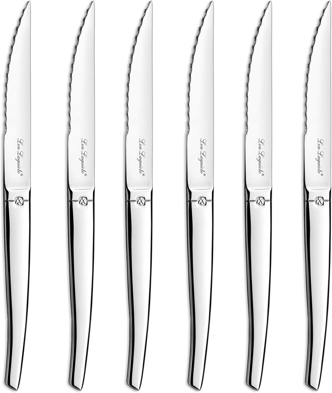 Lou Laguiole - Jet - 9x5x12 cm - Bloc bois acacia, 6 couteaux inox 13C