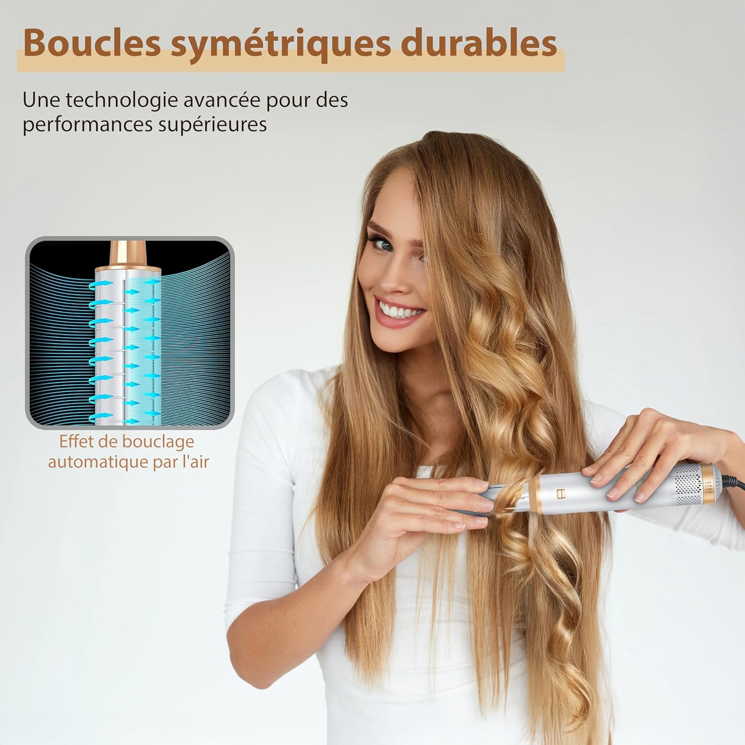 Golden Goods - Multistyler White/Gold - Brosse 5-en-1, sèche, lisse, boucle