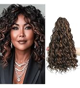 MLETUILPS Pre Looped Ocean Wave Cheveux Hair 8 Packs Boho Curly Crochet Hair Short Ocean Braids P...