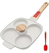 Bobikuke Poêle à 4 Emplacements avec Poignée Amovible et Couvercle, Poêle à Pancakes Antiadhésive...