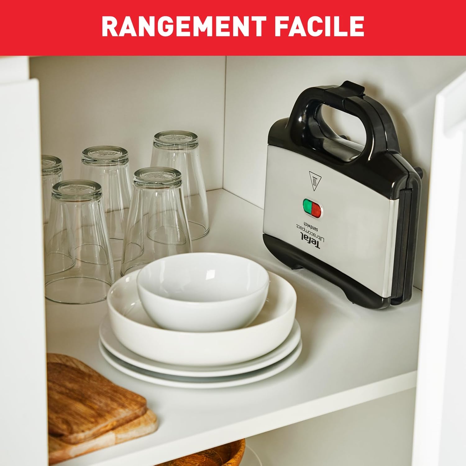 Tefal - Ultracompact - appareil croque-monsieur - antiadhésif, sécurité, rangement facile SM155212
