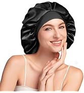 Umisleep Bonnet Soie Cheveux Nuit avec Doublure Soie de mûrier 22 Momme – Double Couche, Grande T...