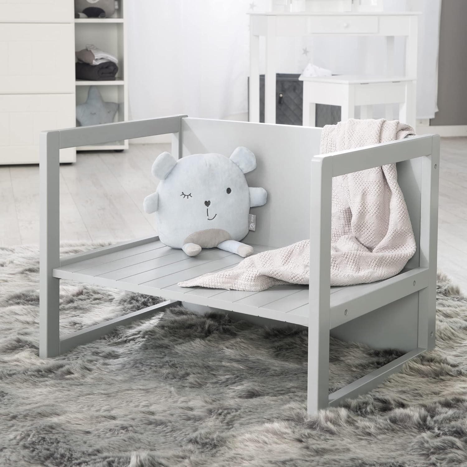 roba - Ensemble table et 2 chaises enfant - 3 hauteurs - style campagne, gris