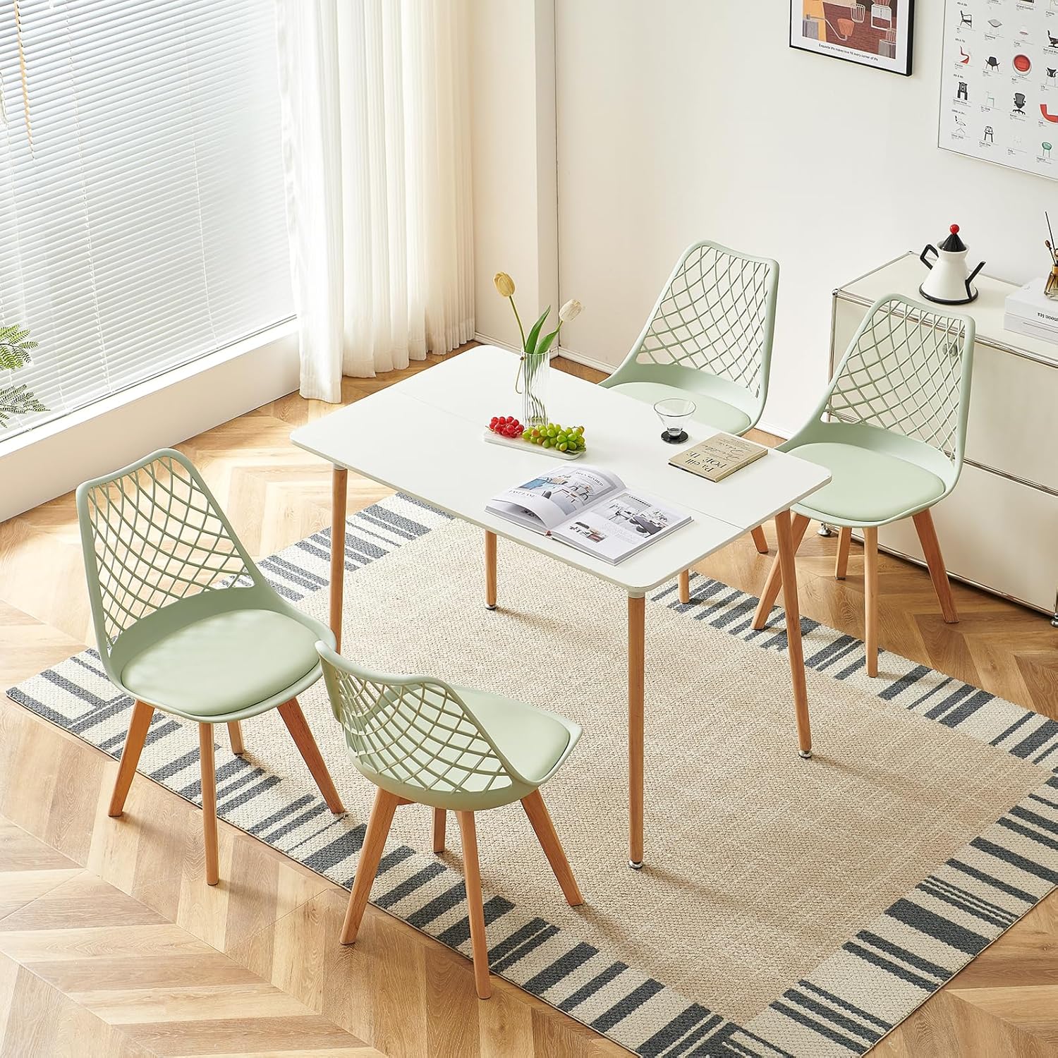 EGGREE - chaises scandinaves creusées - bois hêtre, coussin, lot de 4, testées SGS