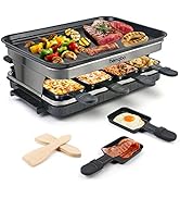 Appareil a Raclette 8 Personne Service a Raclette avec Revêtement Anti-Adhésif Plaque de Cuisson ...