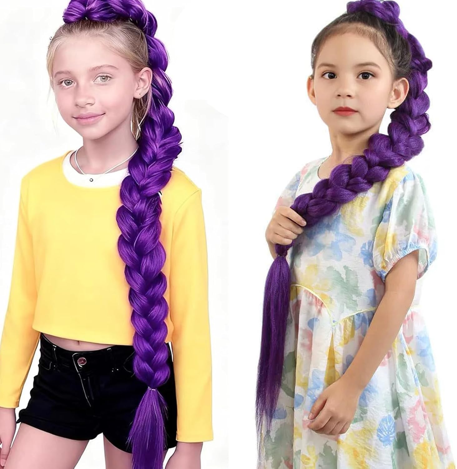 Rajout cheveux tressés - Violet Yaki - longueur variable - fibre synthétique basse température, style africain