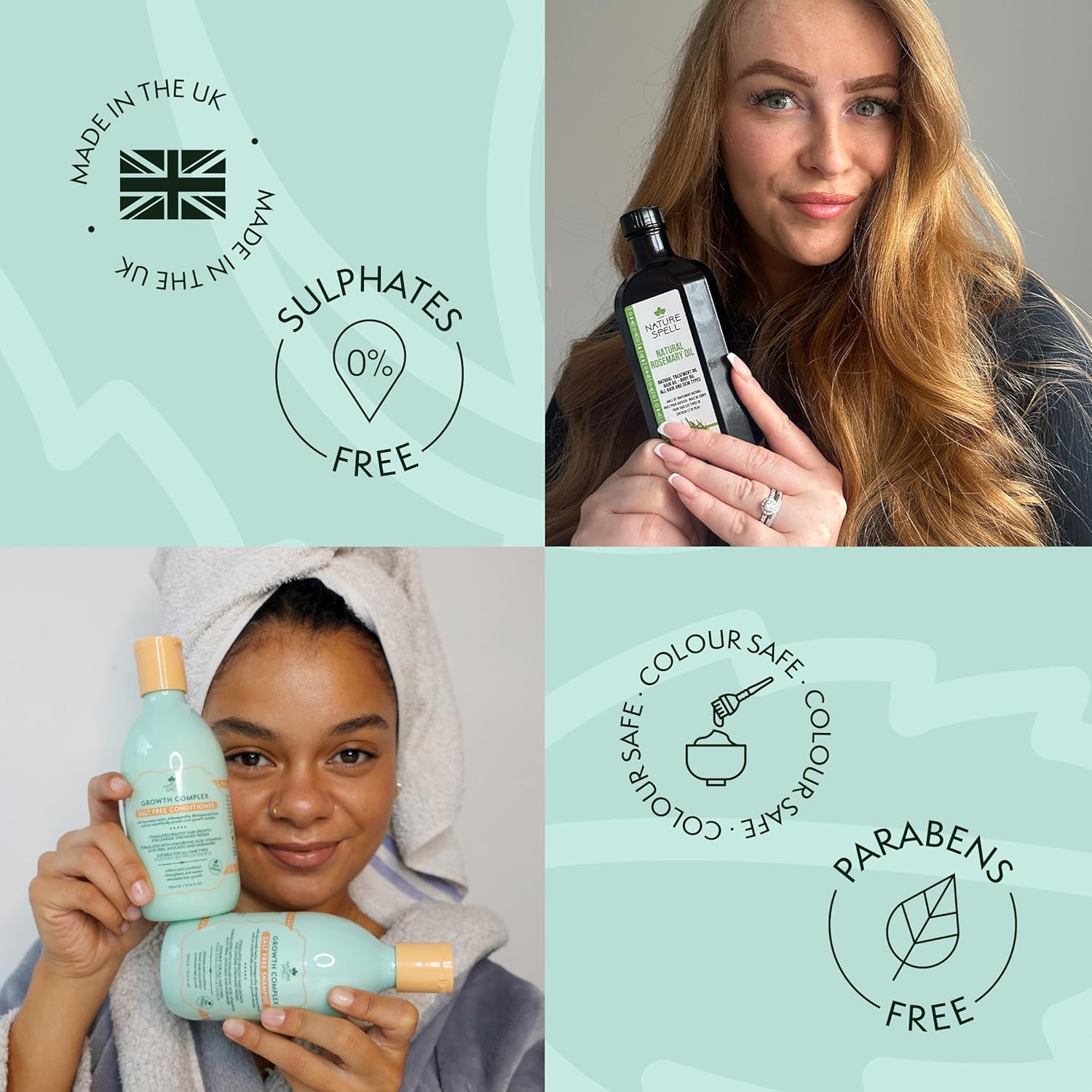 Nature Spell - Trio Croissance Cheveux - Shampooing, Après-shampooing, Huile - Hydratant, Nourrissant, Vegan, Sans sulfa