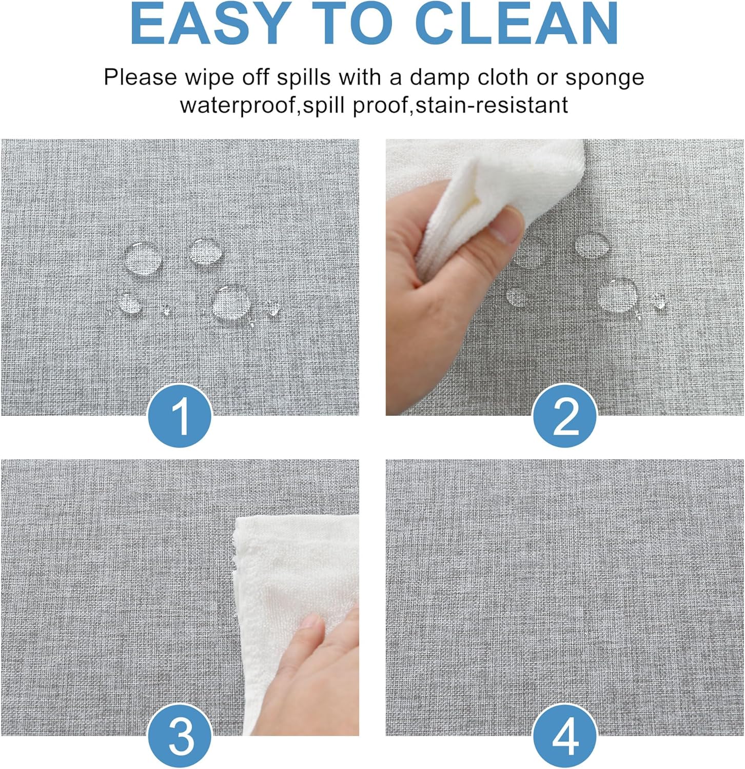 DWCN - nappe aspect lin 160x320cm - lavable, imperméable, gris clair