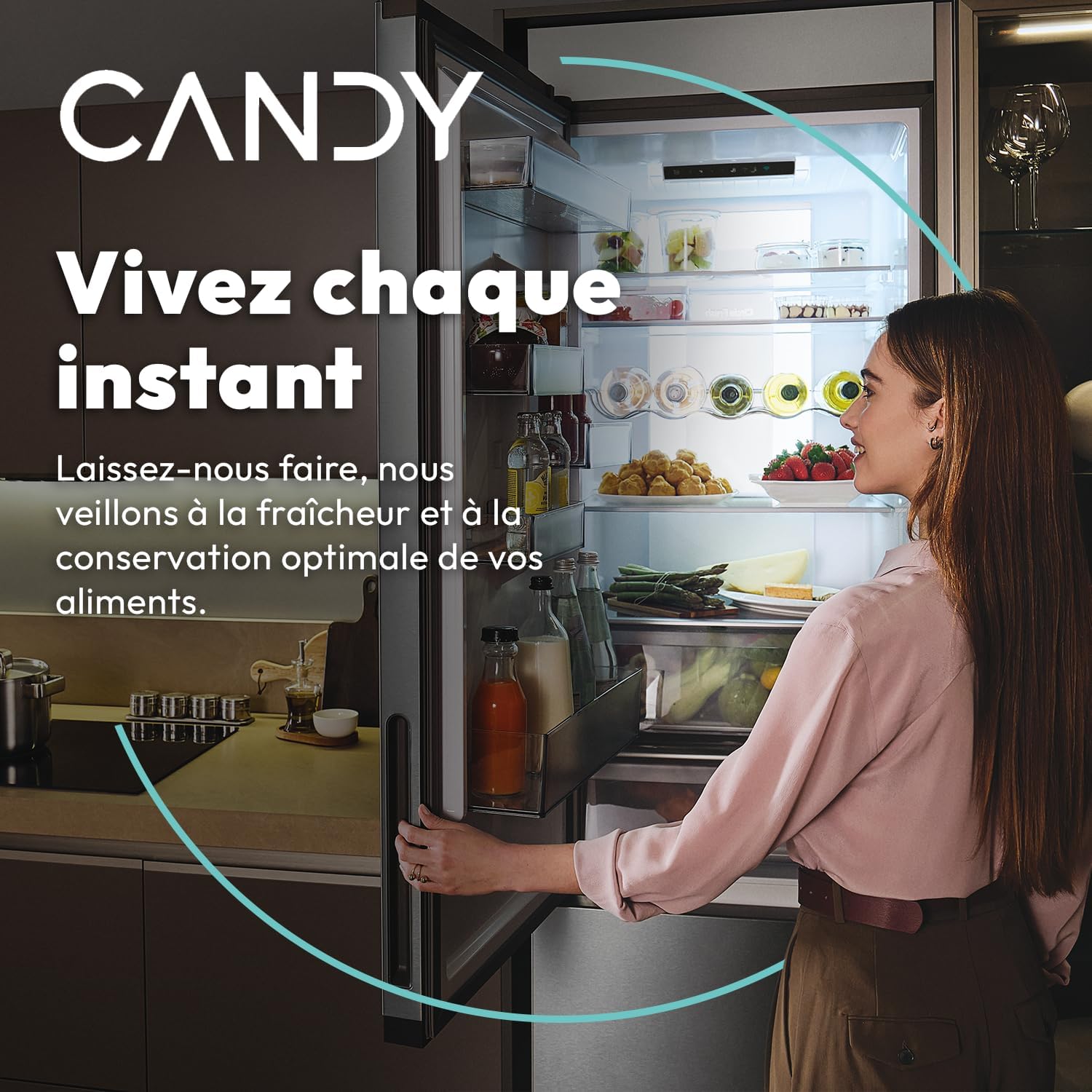Candy - combiné Circle+ - 185x59,5x66,7 cm - No Frost, 355L, classe E - CNCQ2T618EW