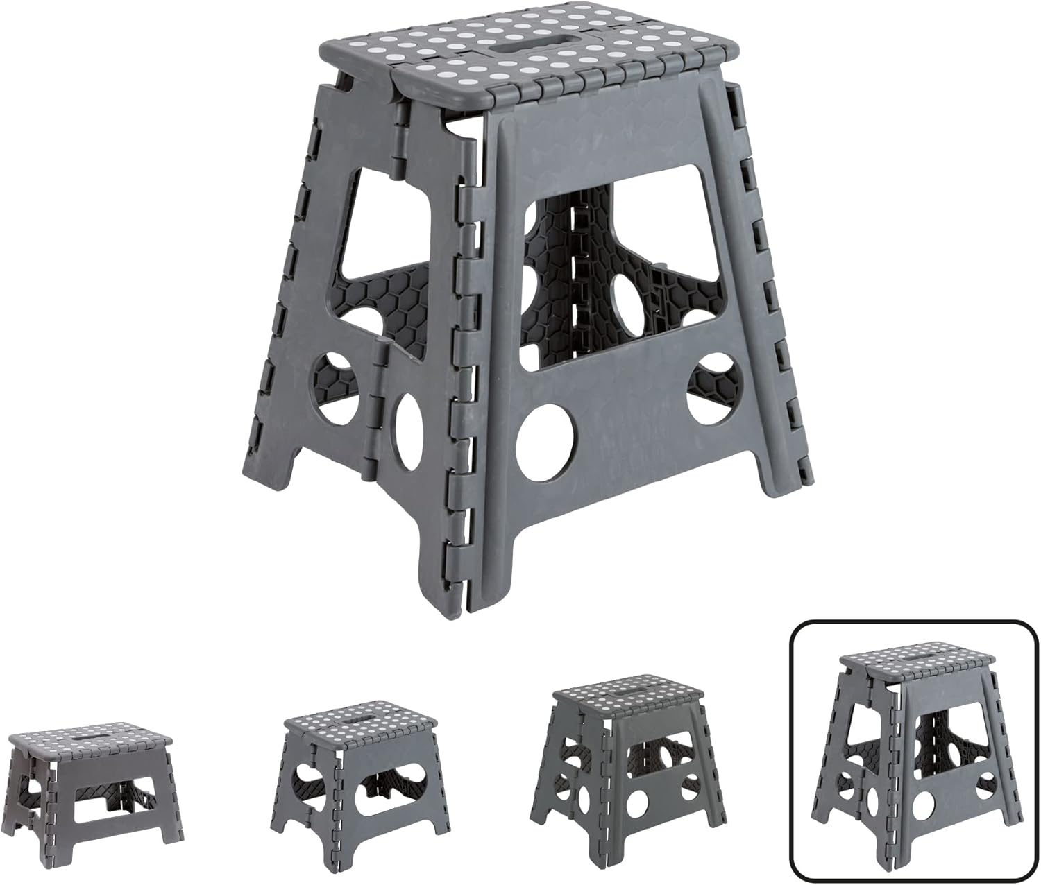 Arregui - Tabouret pliant multiusage 39cm, marchepied, gris - TB-039-G