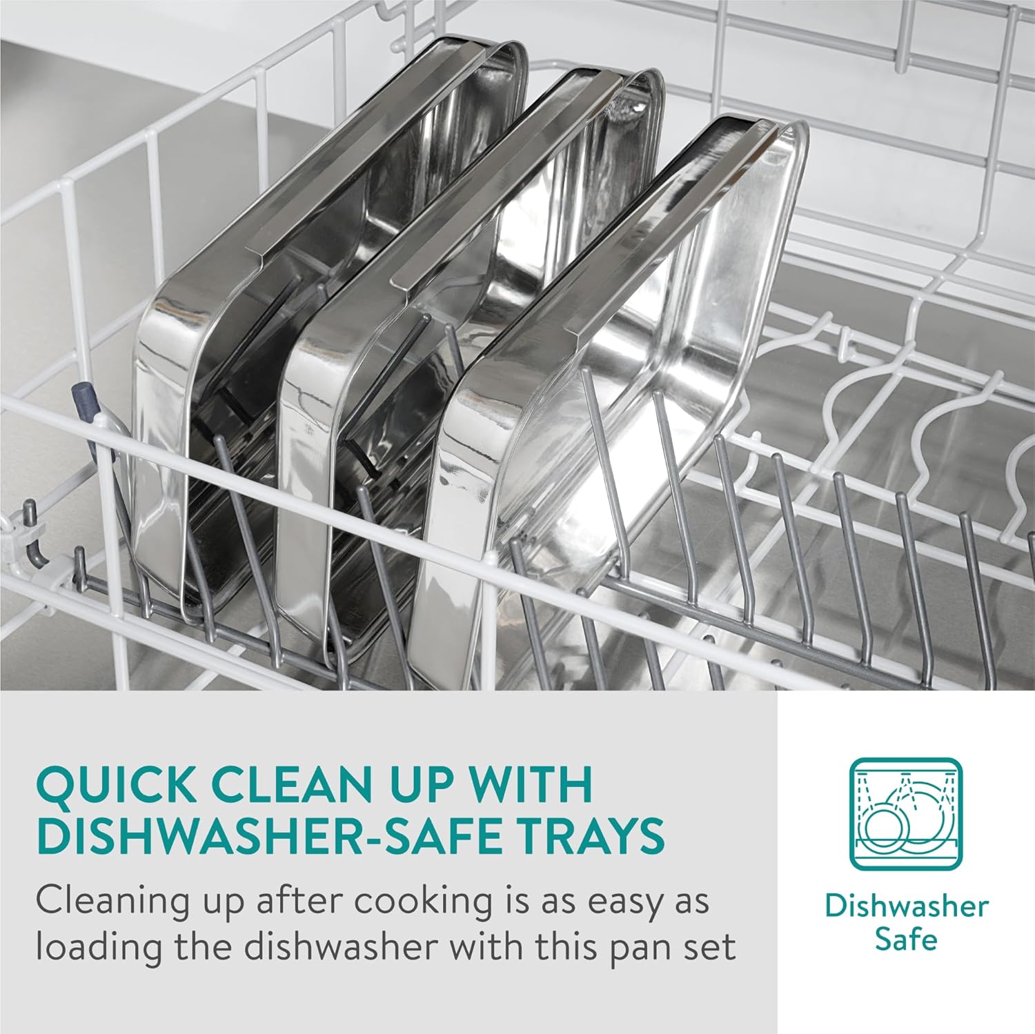 Navaris - Plat de cuisson en inox - 22x15x3 cm - lot de 3, four, gratin