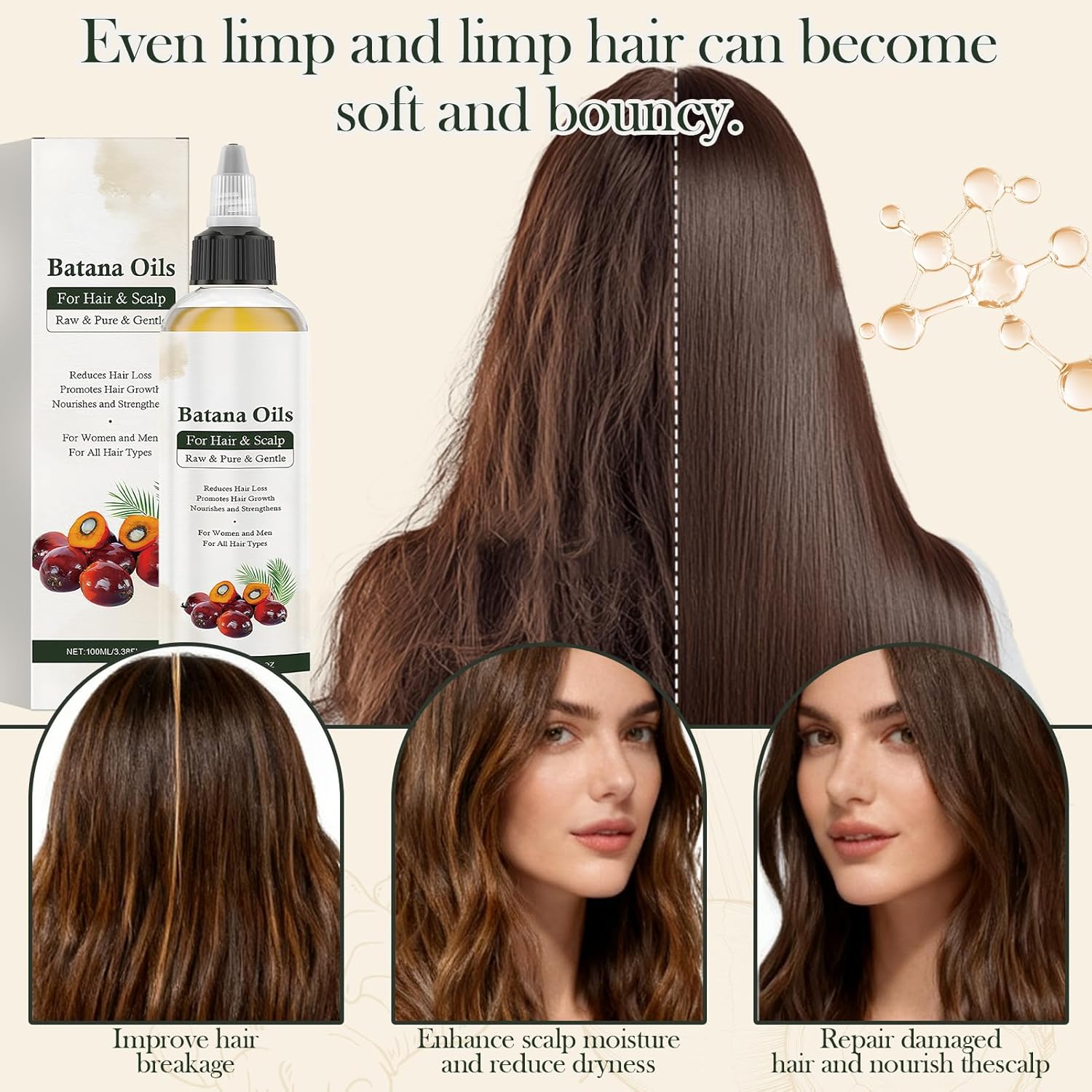 Huile de Batana bio - peigne applicateur - restaure, brillance cheveux