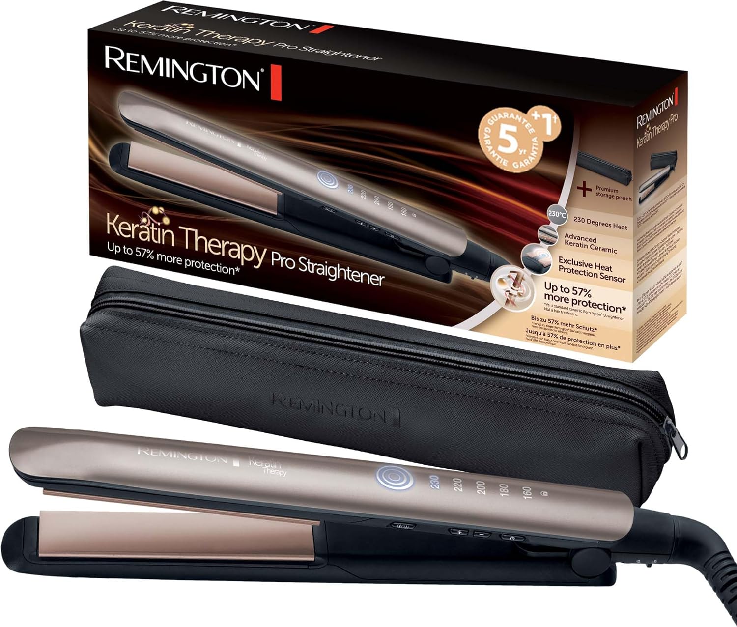 Remington - Lisseur Keratin Therapy, céramique, LCD, 160-230°C, S8593